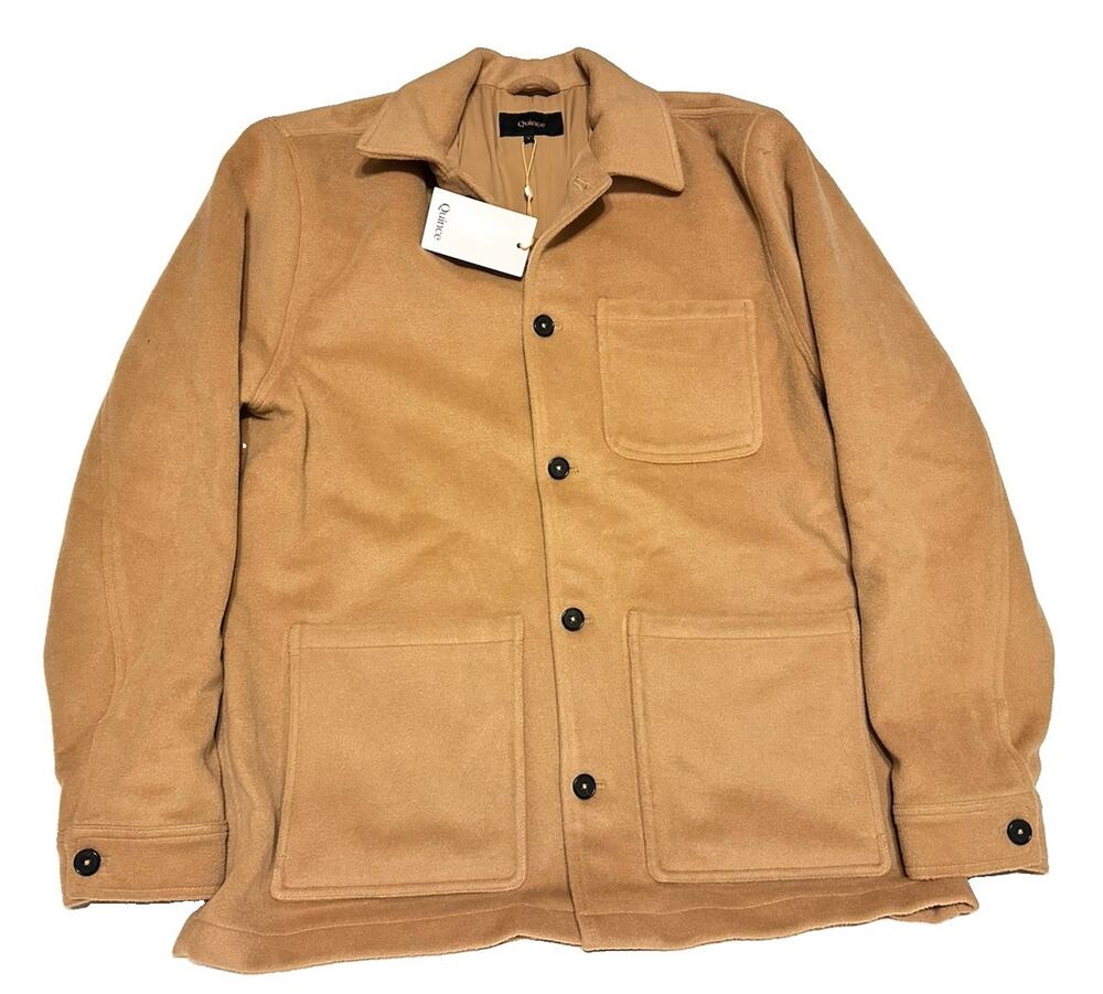 Quince Wool Cashmere Chore Jacket Mens Large Caramel Button Front Coat